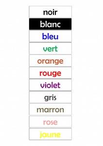 Vocab cards - colours (Fr)